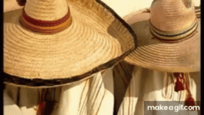 Two Men In Sombrero Hats GIF