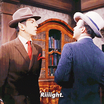 Two Men In Suits And Hats Saying Riiight GIF