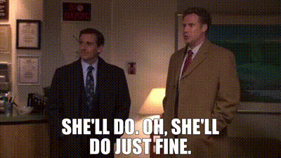 Two Men In Suits And Ties Are Standing Next To Each Other And One Of Them Is Saying She 'Ll Do . Oh . GIF