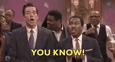 Two Men In Suits And Ties Are Standing Next To Each Other And One Of Them Is Saying You Know GIF