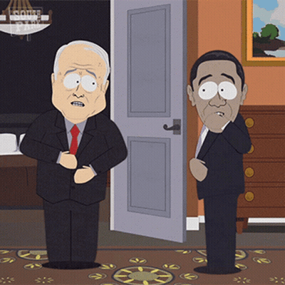 Two Men In Suits At South Park Door GIF
