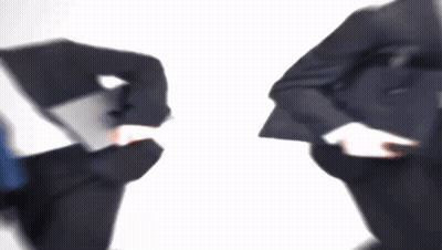 Two Men In Suits Holding Laptops GIF