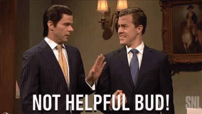 Two Men In Suits Saying Not Helpful Bud GIF