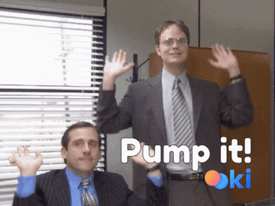 Two Men In Suits Says Pump It Oki GIF