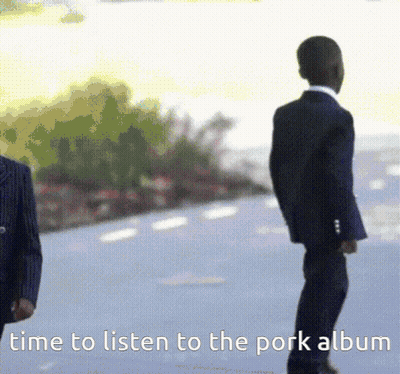Two Men In Suits Time To Listen To The Pork Album GIF