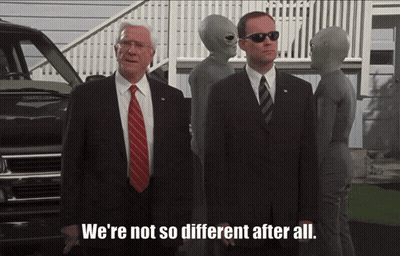 Two Men In Suits We're Not So Different After All GIF