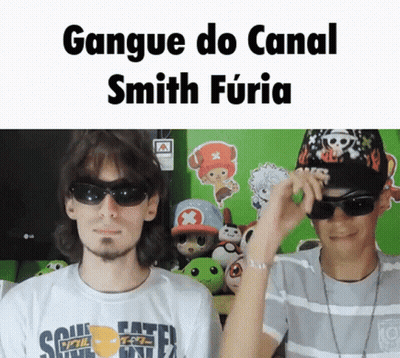 Two Men In Sunglasses And Soul Eater Shirt GIF