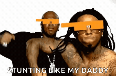 Two Men In Sunglasses Stunting Like My Daddy GIF