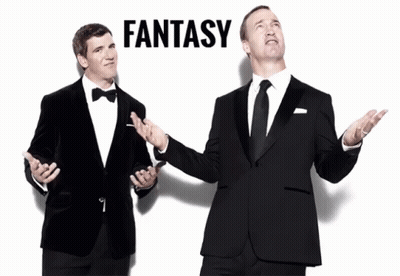 Two Men In Tuxedos Are Standing Next To Each Other And The Word Fantasy Is Above Them GIF
