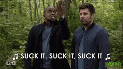 Two Men In Woods Saying Suck It GIF