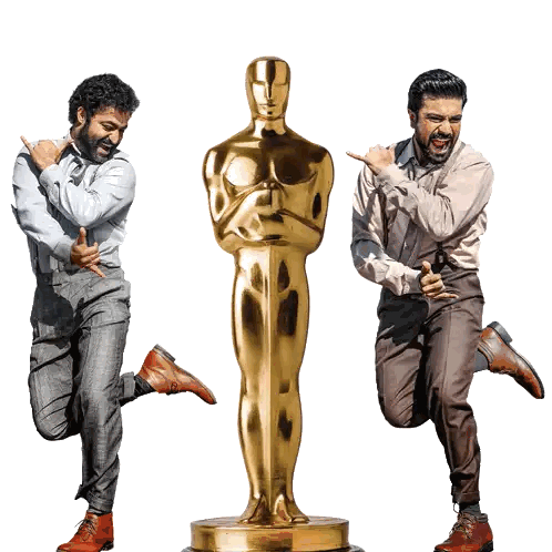 Two Men Jumping And Pointing At Oscar Sticker