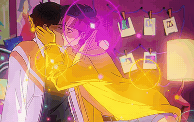 Two Men Kissing Cartoon GIF