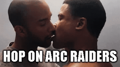 Two Men Kissing Hop On Arc Raiders GIF