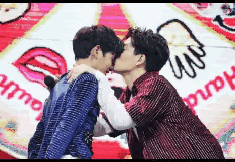 Two Men Kissing In Front Of I Love You Sign Sticker