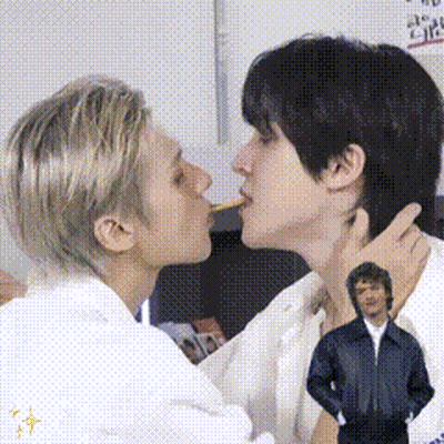 Two Men Kissing One Holding Neck GIF