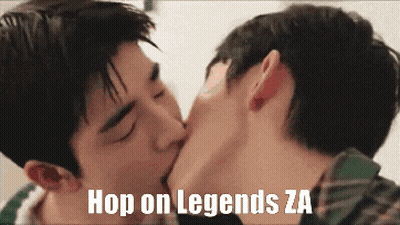 Two Men Kissing With Hop On Legends Za GIF