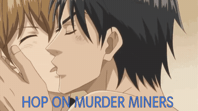 Two Men Kissing With Hop On Murder Miners GIF