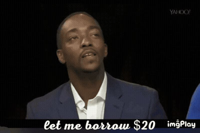 Two Men Laughing In Front Of A Yahoo Banner GIF