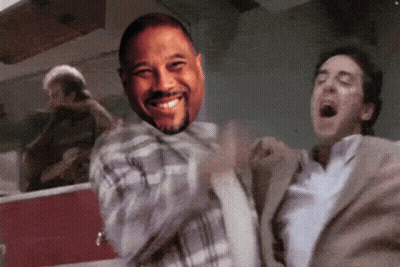 Two Men Laughing In Suit And Plaid Shirt GIF