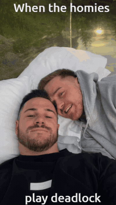 Two Men Laying On Bed When The Homies Play Deadlock GIF