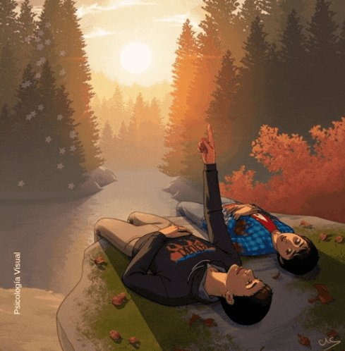 Two Men Laying On Rock With Sdg Shirt GIF