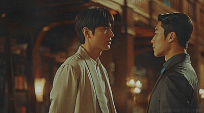 Two Men Looking At Each Other Saying Don't GIF