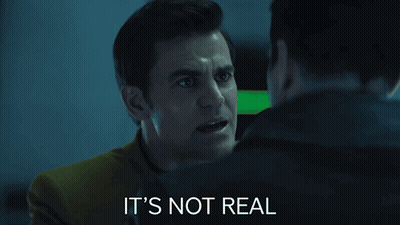 Two Men Looking At Each Other Saying It's Not Real GIF