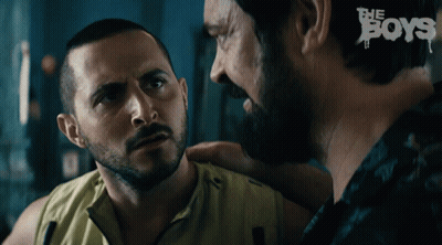 Two Men Looking At Each Other Saying The Boys GIF