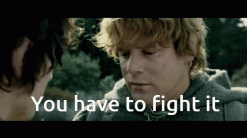Two Men Looking At Each Other With The Words You Have To Fight It GIF