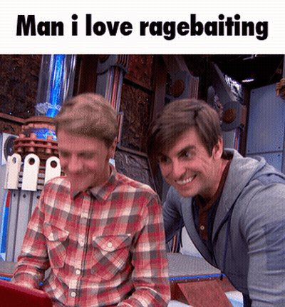 Two Men Looking At Laptop Ragebaiting GIF