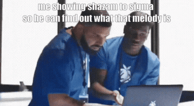 Two Men Looking At Laptop Saying Me Showing Shazam To Sigma GIF
