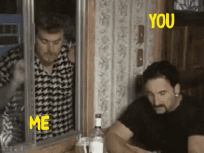 Two Men Looking Out Window Saying Me And You GIF