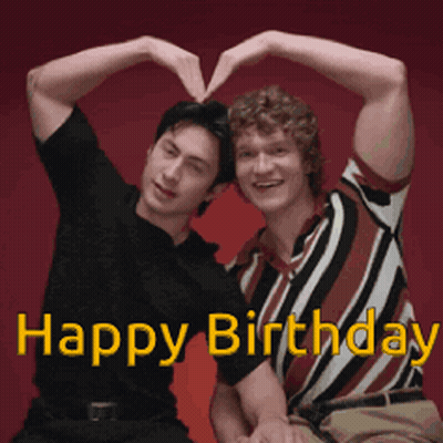 Two Men Making Heart Shape Happy Birthday GIF