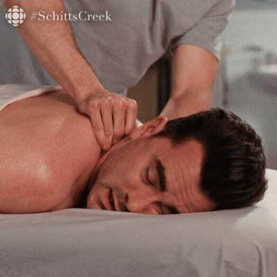 Two Men Massage Bed Schitt's Creek GIF