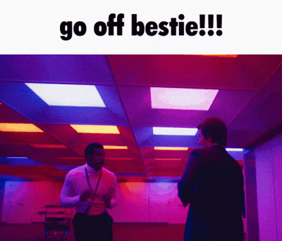 Two Men Next To Each Other With Go Off Bestie GIF