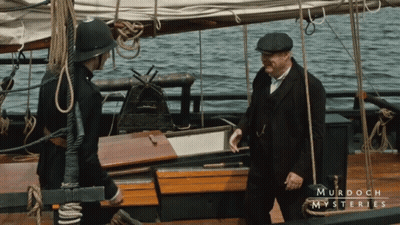 Two Men On Boat Murdoch Mysteries GIF