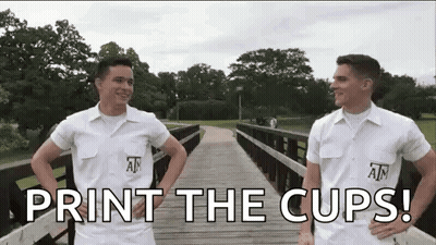 Two Men On Bridge Hands On Hips Print The Cups GIF