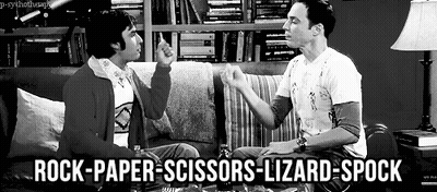 Two Men On Couch Rock Paper Scissors Lizard Spock GIF