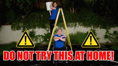 Two Men On Ladder Do Not Try This At Home GIF