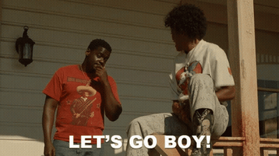 Two Men On Porch Saying Lets Go Boy GIF