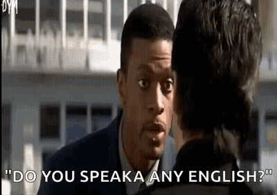 Two Men One Asks Speaks English GIF