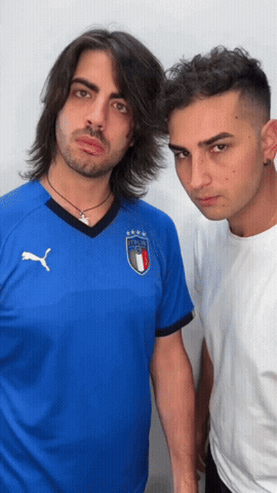 Two Men One Blue Shirt Italia GIF