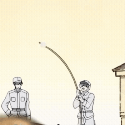 Two Men One Holding Stick GIF