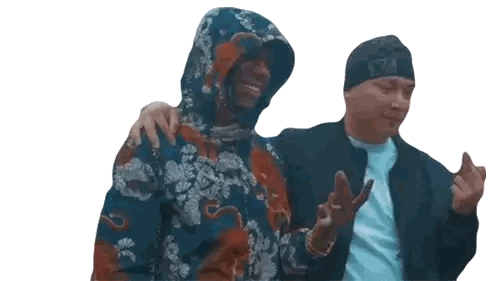 Two Men One In Hoodie One In Hat Sticker