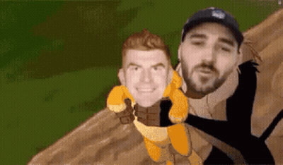 Two Men One In Lion King Outfit GIF