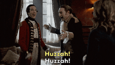Two Men One Saying Huzzah Huzzah GIF