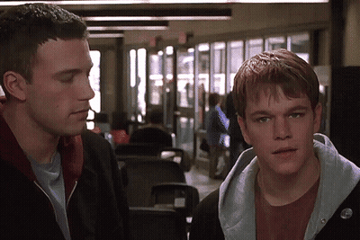 Two Men One Wearing I Love You Button GIF
