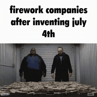 Two Men Pile Money Firework Companies After Inventing July 4Th GIF