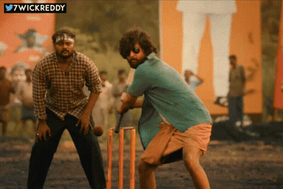 Two Men Playing Cricket With 7Wickreddy GIF