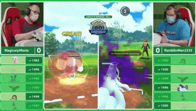Two Men Playing Pokemon Go One Wearing Mask GIF